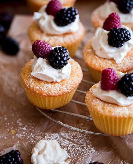 Mini Cornmeal Cakes with Whipped Mascarpone and Fresh Berries