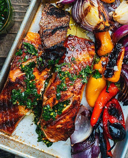 Grilled Salmon with Sweet Peppers