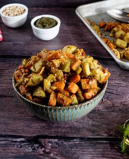 Pesto Roasted Vegetables With Parmesan