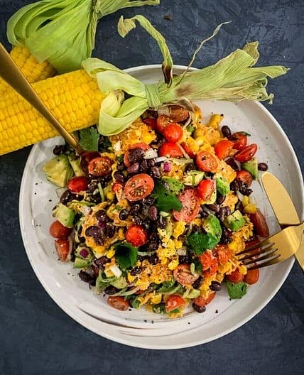 Parmesan Chipotle Corn Salad with Black Beans