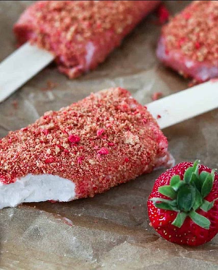 Strawberry Shortcake Ice Cream Bars (Vegan + GF)