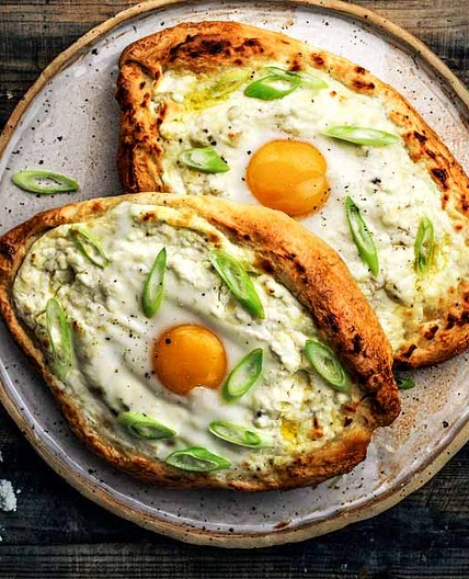Khachapuri — Stuffed Georgian Cheese Bread with Egg