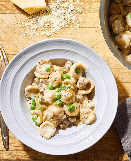 Creamy One-Pot Orecchiette with Sausage & Peas