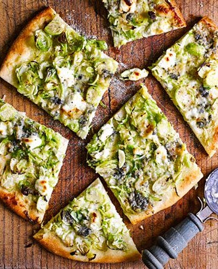 Brussels & blue cheese pizza