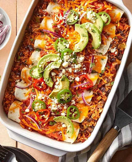 Rice and Bean Enchiladas