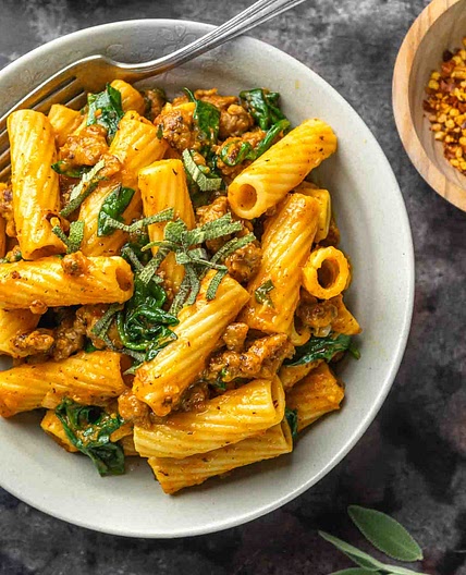 Pumpkin Pasta with Italian Sausage