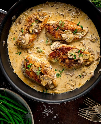 Chicken in White Wine Sauce with Mushrooms Recipe