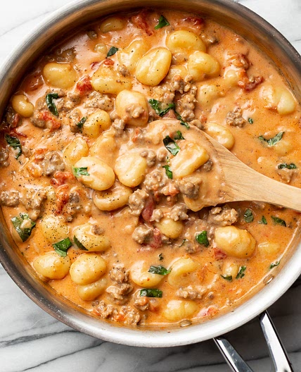One Pan Creamy Gnocchi with Sausage