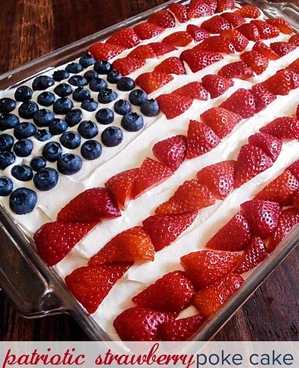 July 4th or Memorial Day Dessert: Strawberry American Flag Poke Cake Recipe