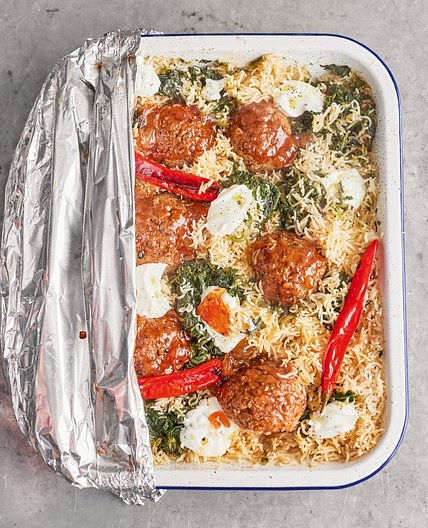Giant Madras-spiced meatballs
