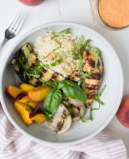 Peach Chicken Basil Glow Bowls