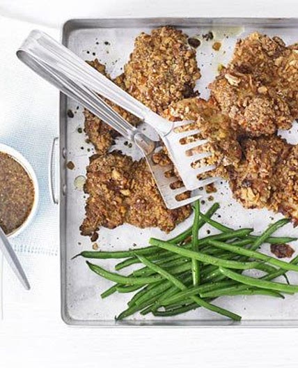 Crispy pretzel chicken with honey-mustard sauce