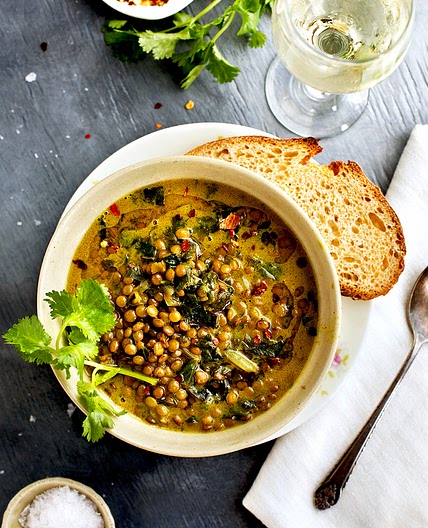 Coconut Basil French Green Lentil Soup - CaliZona