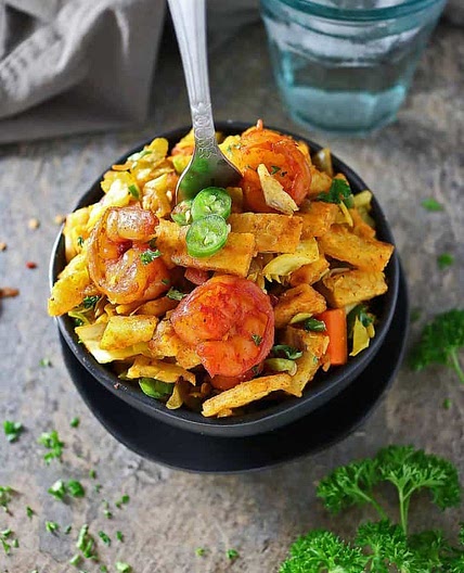 Easy Sri Lankan Shrimp Kottu Roti