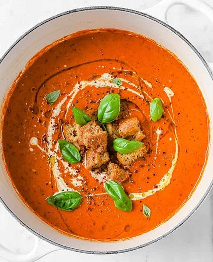 Smoked Gouda, Roasted Red Pepper Tomato Bisque