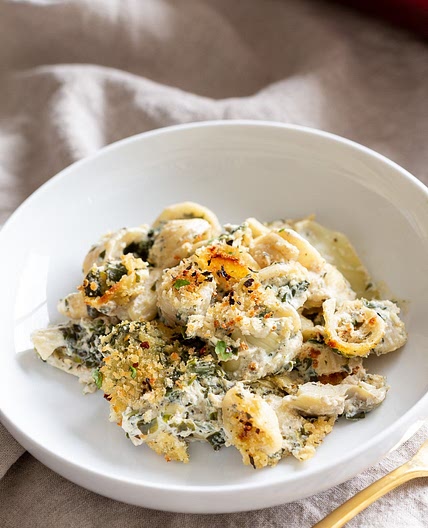 Vegan Spinach Artichoke Pasta Bake