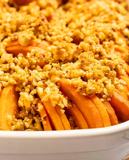 Sweet Potato Gratin with Maple Nut Crumble