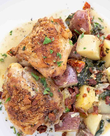 Rustic Creamy Tuscan Chicken and Potatoes