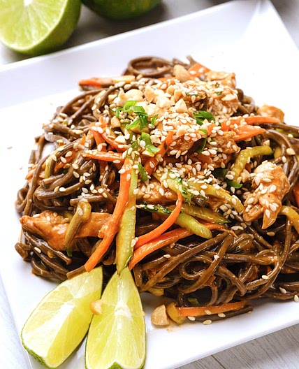 Peanut Soba Noodles with Chicken