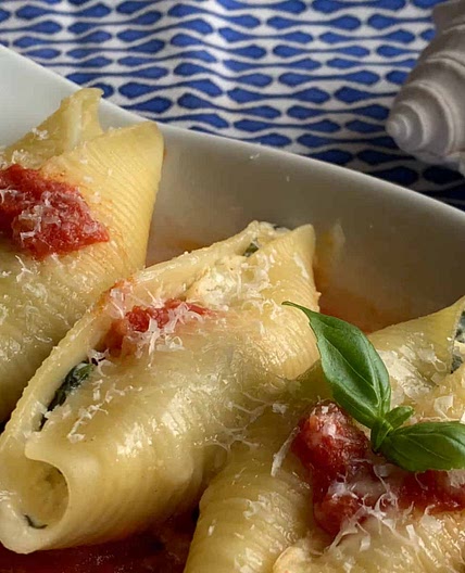 Mediterranean Stuffed Shells Loaded With Feta Cheese and Artichokes - Conchiglioni