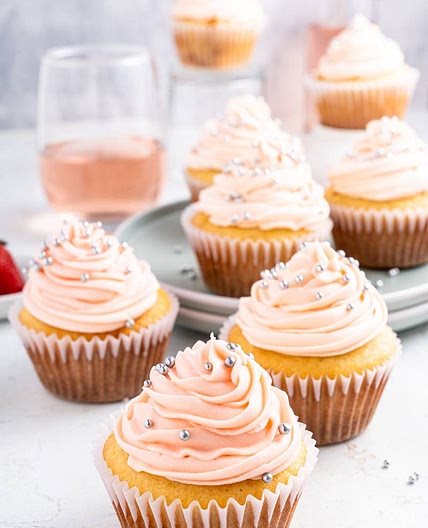 Pink Rosé Cupcakes with Moscato Wine