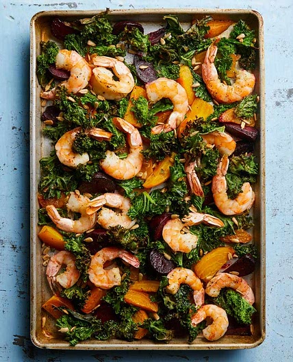 Sheet-Pan Shrimp & Beets