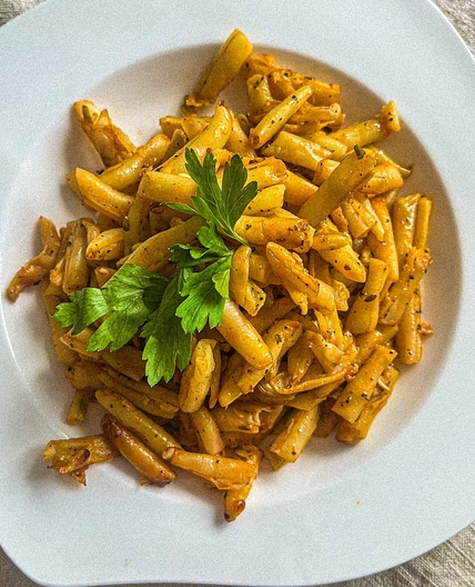 Pan-seared yellow wax beans in butter