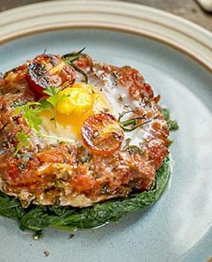 Portobello Egg on Spinach