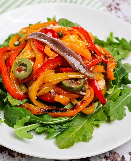 Bell Pepper Salad with Arugula and Anchovies