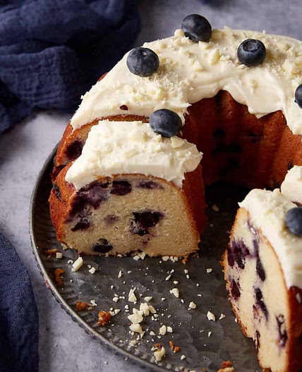 Lemon Blueberry Bundt Cake with Cream Cheese Frosting