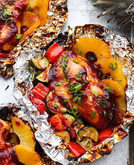 Grilled Hawaiian Barbecue Chicken in Foil