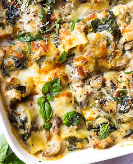 Chicken Mushroom and Spinach Lasagna