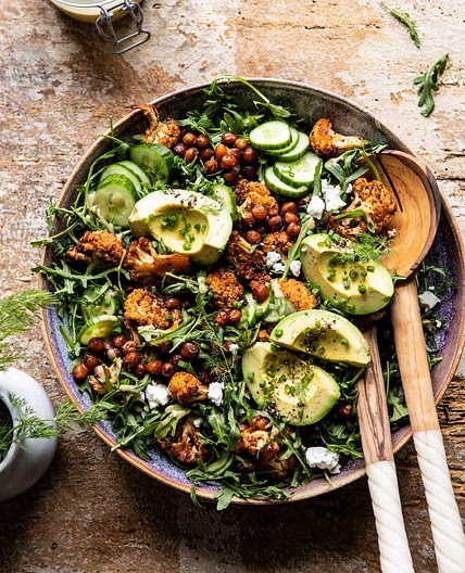 Roasted Cauliflower Salad with Creamy Honey Mustard Vinaigrette