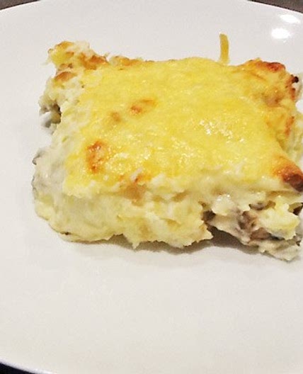 Überbackene Kartoffel mit Champignons