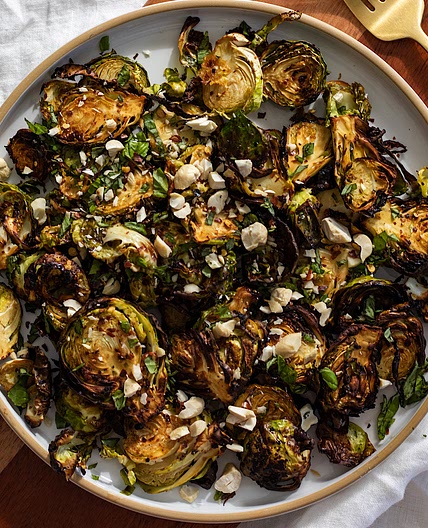 Crispy Air Fried Balsamic Soy Brussels Sprouts