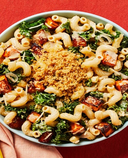 Creamy Butternut Squash & Kale Cavatappi with Toasted Panko & Parmesan