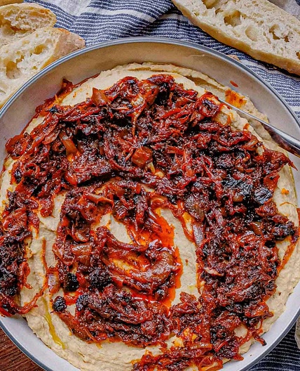 Sweet & Smoky Caramelized Onion Hummus