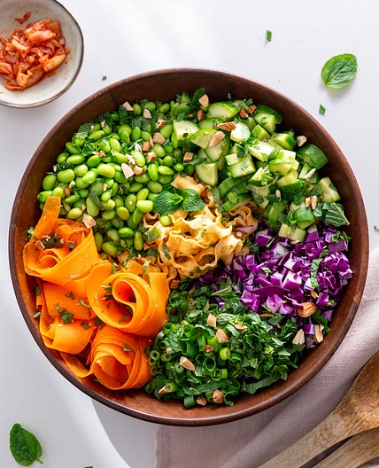 High-Protein Noodle Salad with Almond Dressing