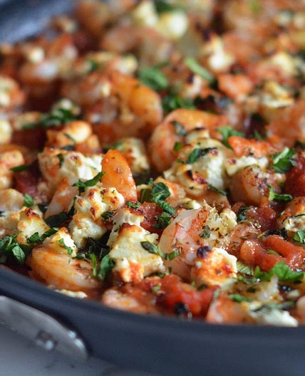 Shrimp Saganaki (Greek Shrimp with Tomatoes & Feta)