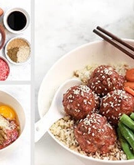 Teriyaki Meatball Bowl with Cauliflower Rice and Veggies