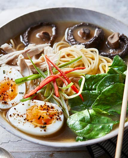 Chicken, miso and mushroom ramen