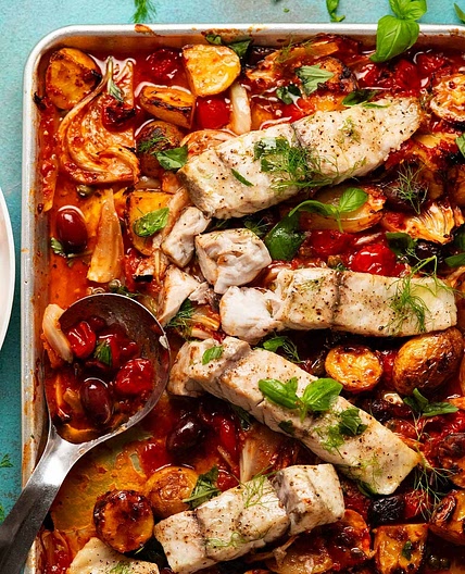 Puttanesca Fish Tray Bake