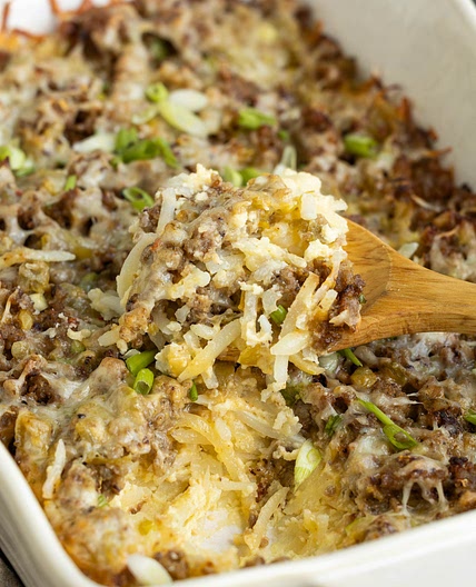 Overnight Sausage Hash Brown Casserole