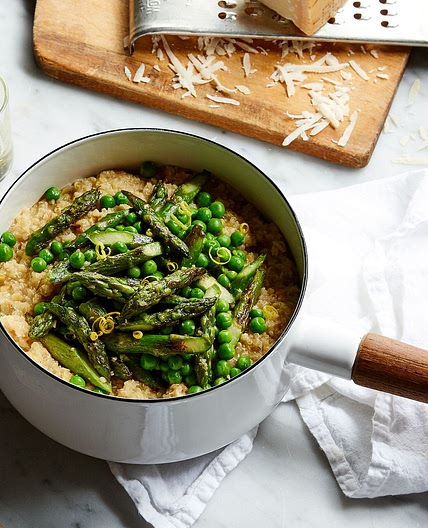 Quinoa–Red Lentil Risotto With Asparagus & Peas