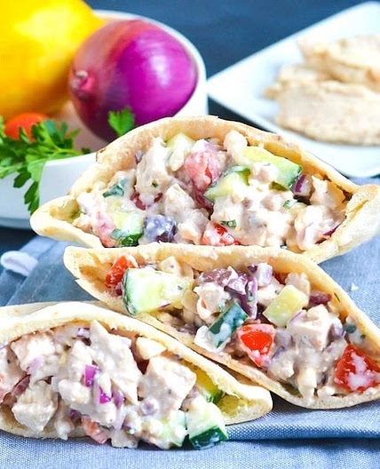 Greek Chicken Salad Pitas