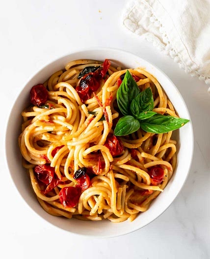 One Pot Burst Cherry Tomato Pasta