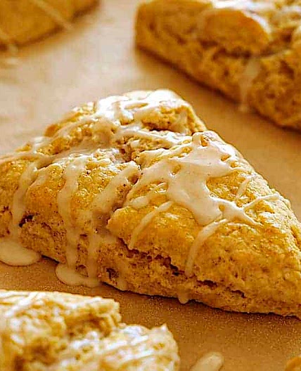 Pumpkin Scones with Chai Glaze