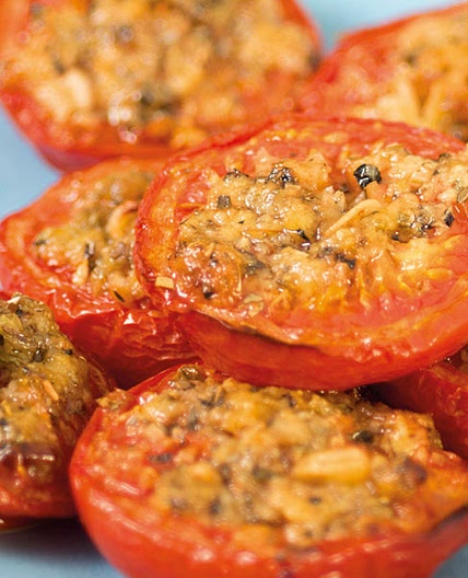 Slow-roasted garlic and herb tomatoes