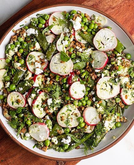 Crispy Farro Salad with Peas and Feta
