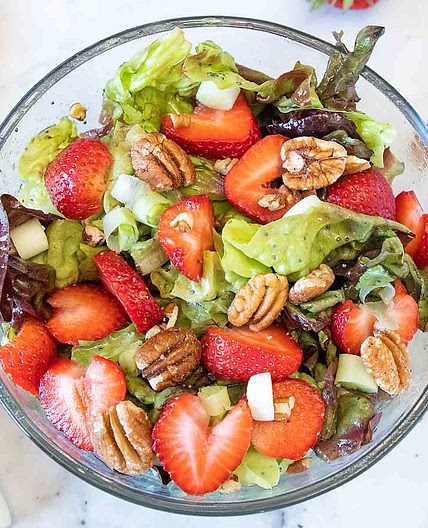 Butter Lettuce Strawberry Salad with Poppyseed Dressing